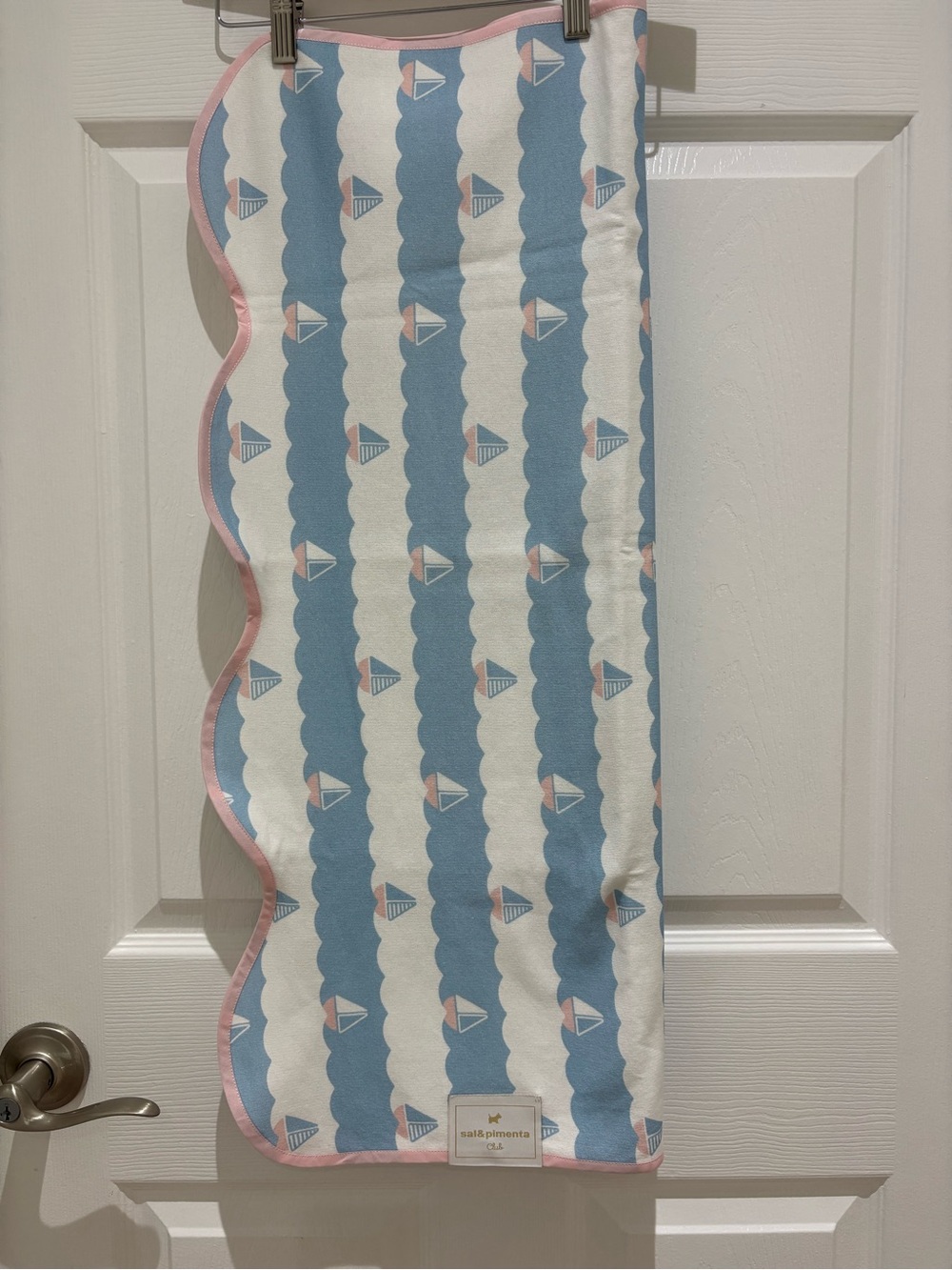 Sal & Pimenta blue & white sailboat beach towel